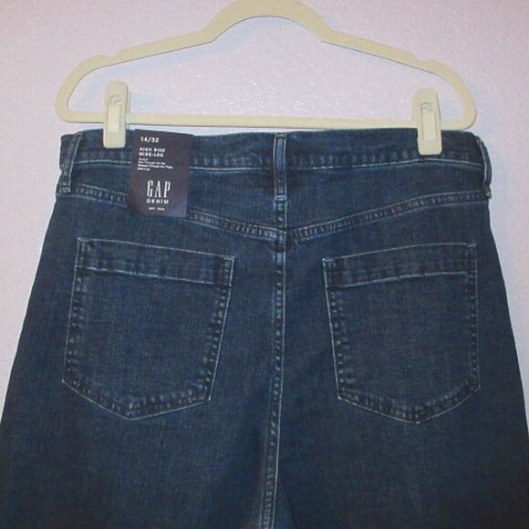 Gap Jeans Womens Size 14 32 Wide Leg Crop Denim High Rise Button Fly Smoothing - Picture 9 of 12